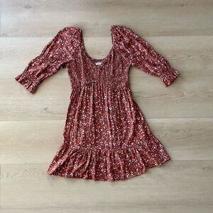 Hollister Floral Smocked Mini Dress Puff Sleeve Cottagecore Boho Small